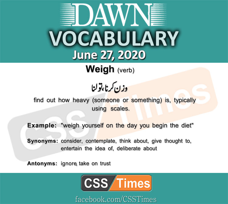 Daily DAWN News Vocabulary with Urdu Meaning (27 June 2020)