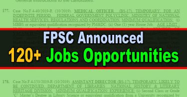 FPSC Announced 126 New Jobs (Advertisement No. 52020)