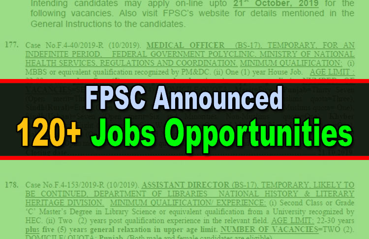 FPSC Announced 126 New Jobs (Advertisement No. 52020)