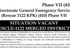 Rescue-1122 Announced 560 New jobs in Merged Districts (KPK)