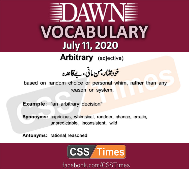 Daily DAWN News Vocabulary with Urdu Meaning (11 July 2020)