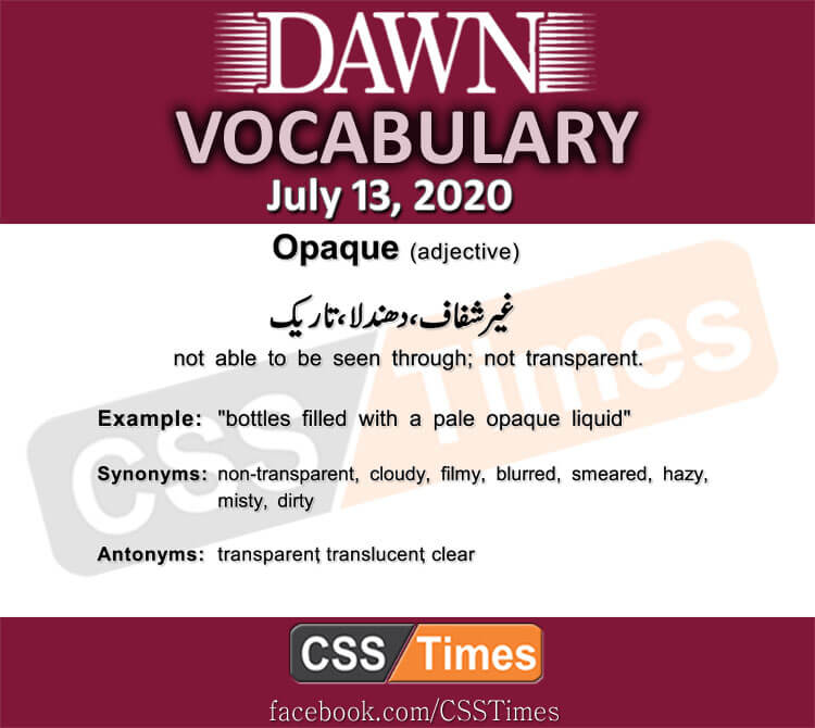 Daily DAWN News Vocabulary with Urdu Meaning (13 July 2020)