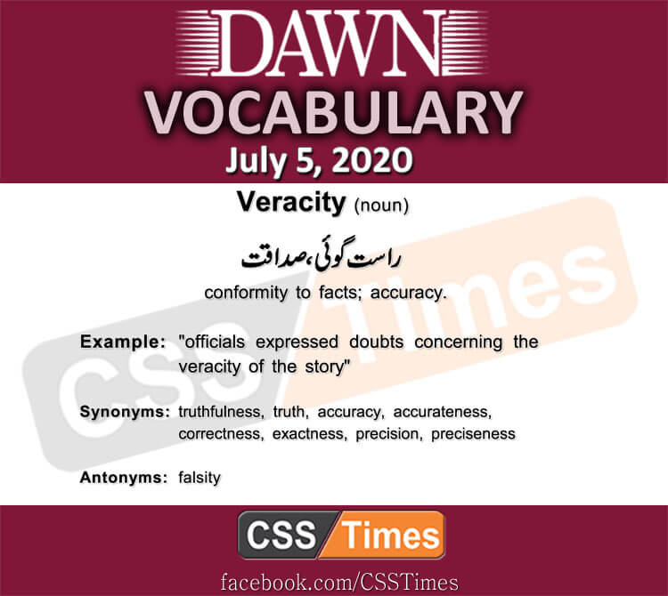 Daily DAWN News Vocabulary with Urdu Meaning (05 July 2020)