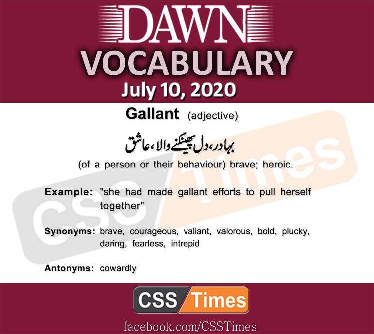 Daily DAWN News Vocabulary with Urdu Meaning (10 July 2020)