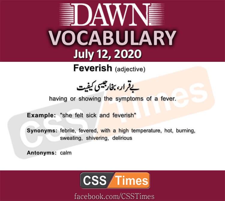 Daily DAWN News Vocabulary with Urdu Meaning (12 July 2020)