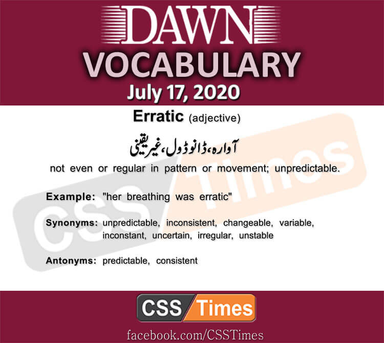 Daily DAWN News Vocabulary with Urdu Meaning (17 July 2020)