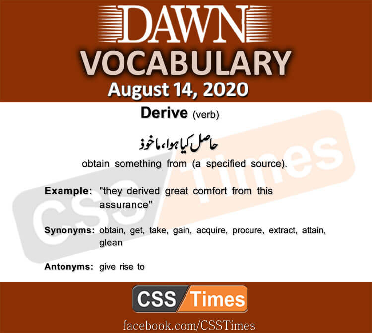 Daily DAWN News Vocabulary with Urdu Meaning (14 August 2020)