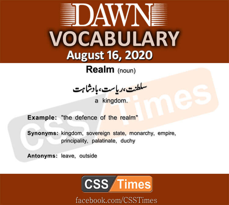Daily DAWN News Vocabulary with Urdu Meaning (16 August 2020)