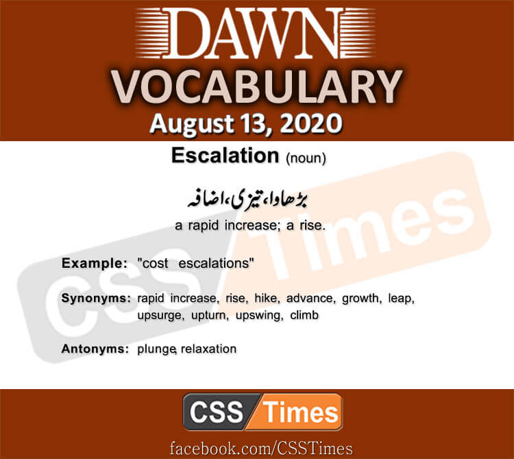 Daily DAWN News Vocabulary with Urdu Meaning (13 August 2020)
