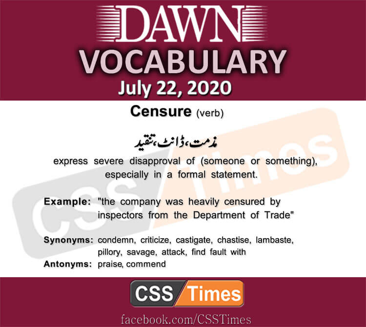 Daily DAWN News Vocabulary with Urdu Meaning (22 July 2020)