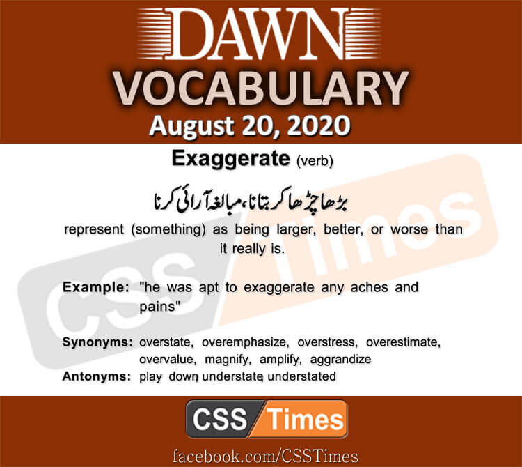 Daily DAWN News Vocabulary with Urdu Meaning (20 August 2020)