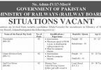 Situations Vacant in Ministry of Railways Government of Pakistan