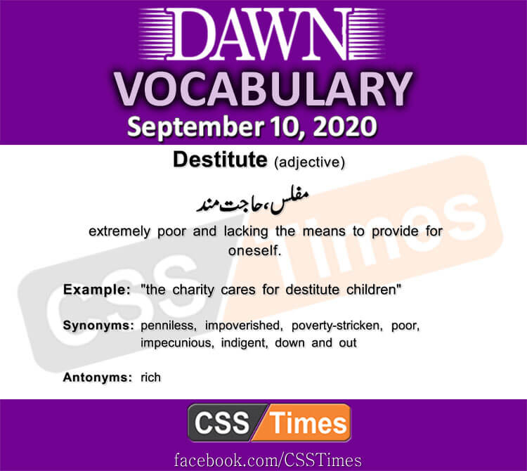 Daily DAWN News Vocabulary with Urdu Meaning (09 September 2020)