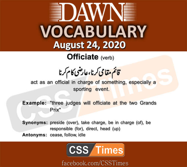 Daily DAWN News Vocabulary with Urdu Meaning (24 August 2020)