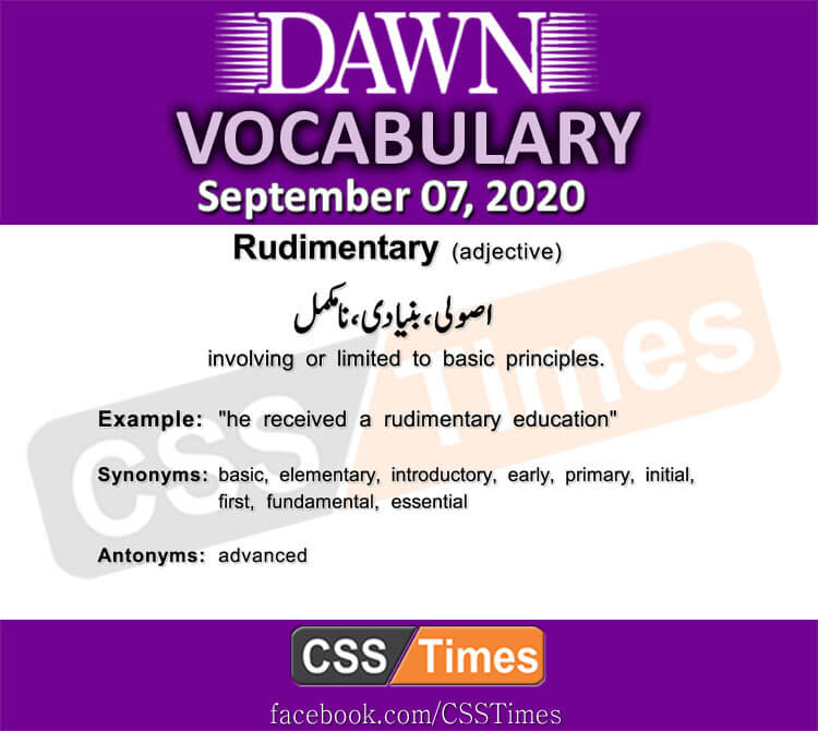 Daily DAWN News Vocabulary with Urdu Meaning (07 September 2020)