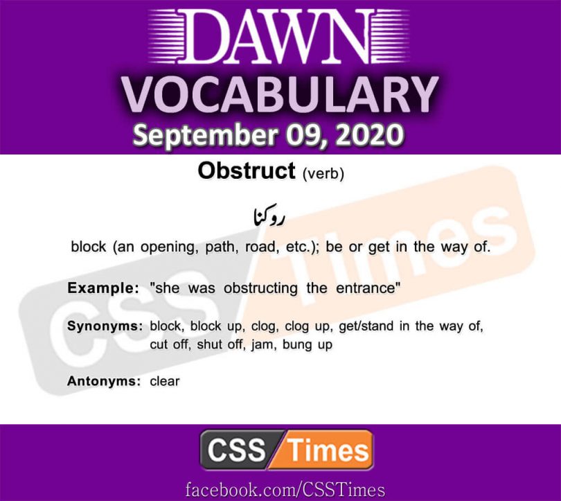 Daily DAWN News Vocabulary with Urdu Meaning (09 September 2020)