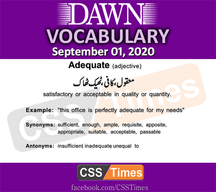 Daily DAWN News Vocabulary with Urdu Meaning (01 September 2020)