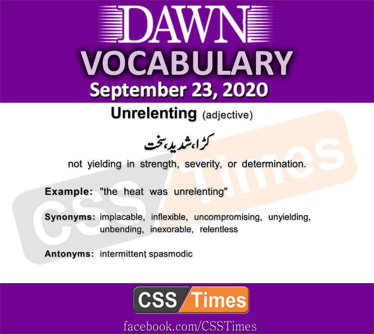 Daily DAWN News Vocabulary with Urdu Meaning (23 September 2020)