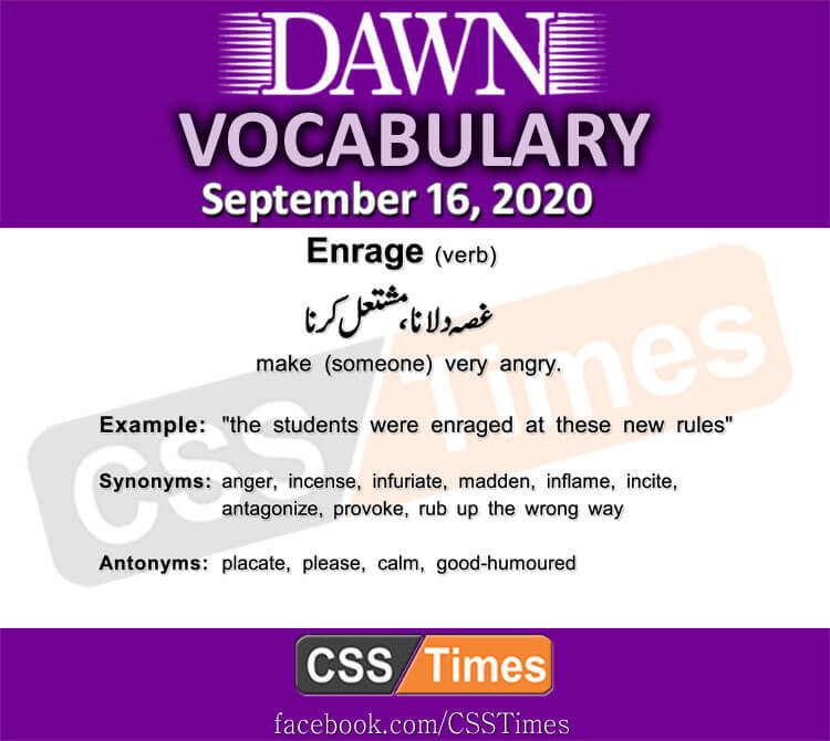 Daily DAWN News Vocabulary with Urdu Meaning (16 September 2020)