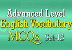 Advanced Level English Vocabulary MCQs (Set-13)