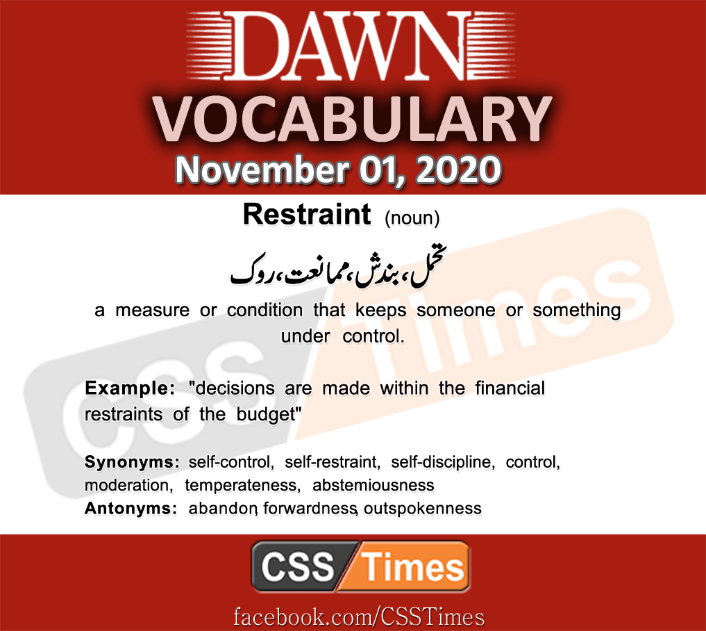 Daily DAWN News Vocabulary with Urdu Meaning (01 November 2020 )