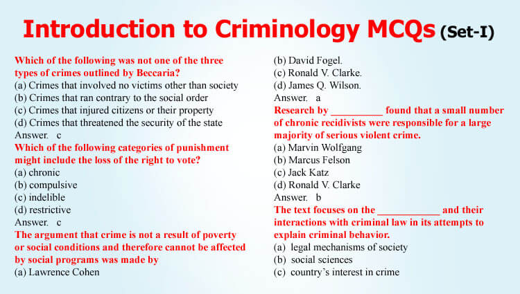 Introduction to Criminology MCQs for CSS (Set-I)