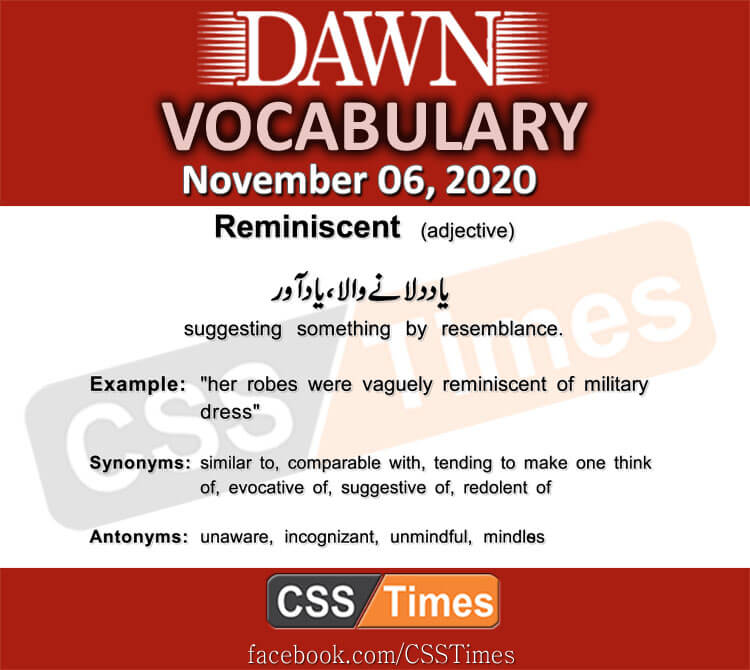 Daily DAWN News Vocabulary with Urdu Meaning (06 November 2020 )