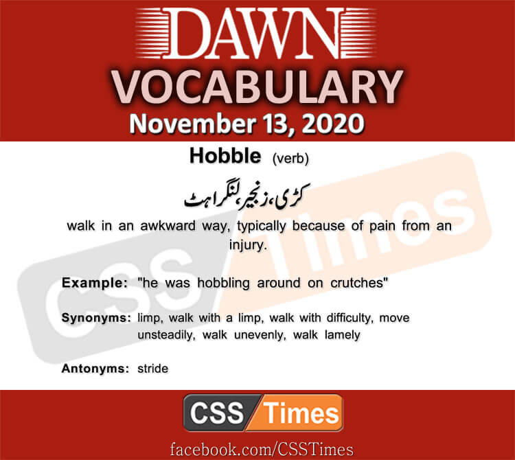 Daily DAWN News Vocabulary with Urdu Meaning (13 November 2020)