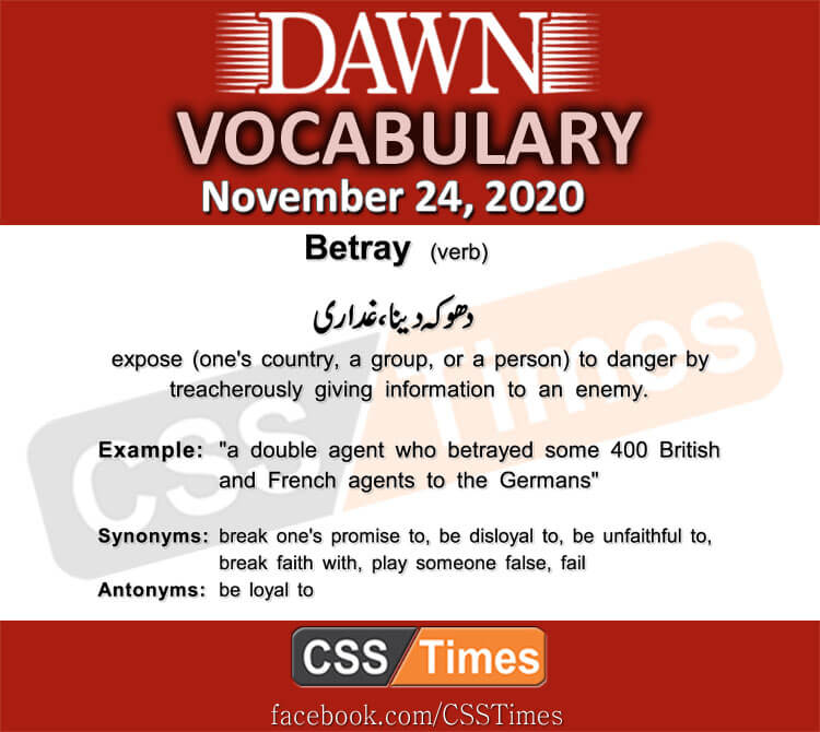 Daily DAWN News Vocabulary with Urdu Meaning (24 November 2020)
