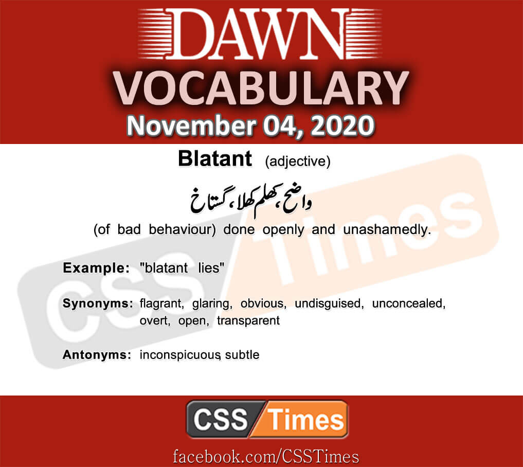 Daily DAWN News Vocabulary with Urdu Meaning (04 November 2020 )