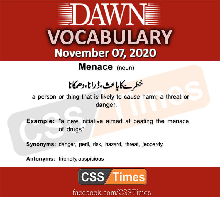 Daily DAWN News Vocabulary with Urdu Meaning (07 November 2020 )