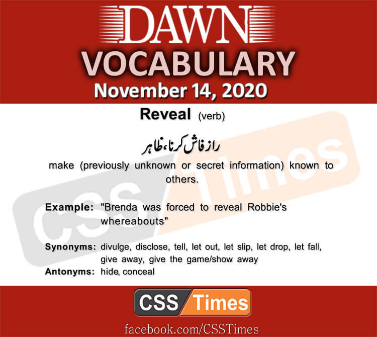 Daily DAWN News Vocabulary with Urdu Meaning (14 November 2020)