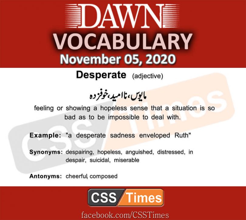 Daily DAWN News Vocabulary with Urdu Meaning (05 November 2020 )