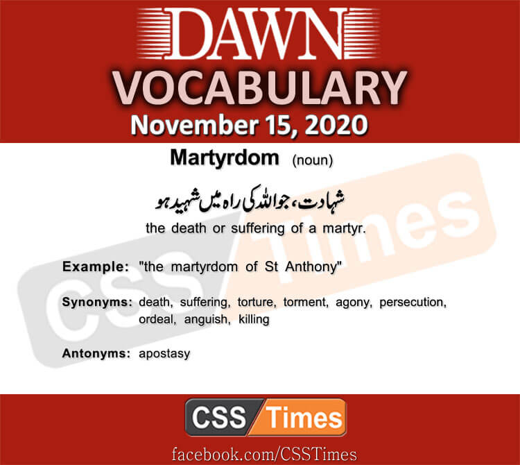 Daily DAWN News Vocabulary with Urdu Meaning (15 November 2020)
