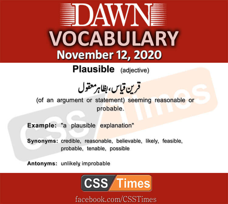 Daily DAWN News Vocabulary with Urdu Meaning (12 November 2020)