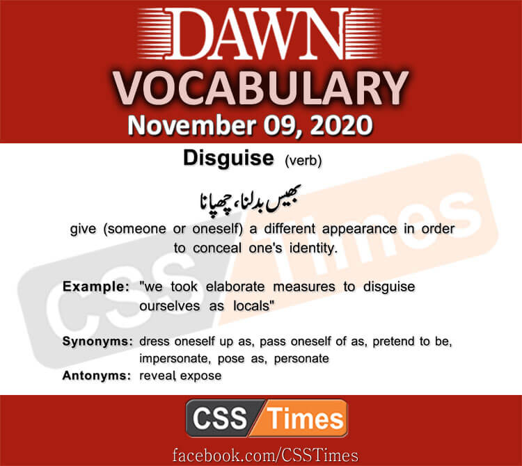 Daily DAWN News Vocabulary with Urdu Meaning (09 November 2020)