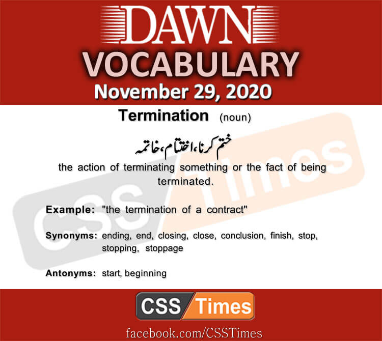 Daily DAWN News Vocabulary with Urdu Meaning (29 November 2020)