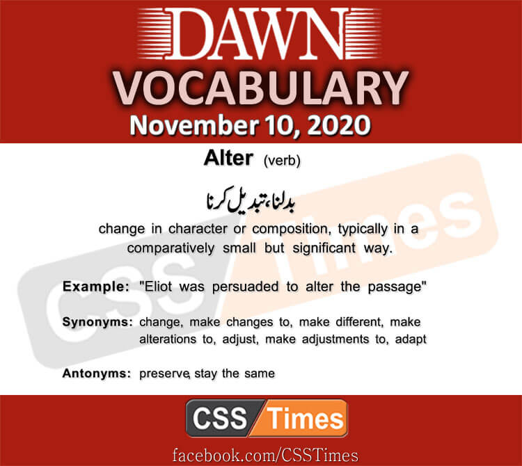 Daily DAWN News Vocabulary with Urdu Meaning (10 November 2020)