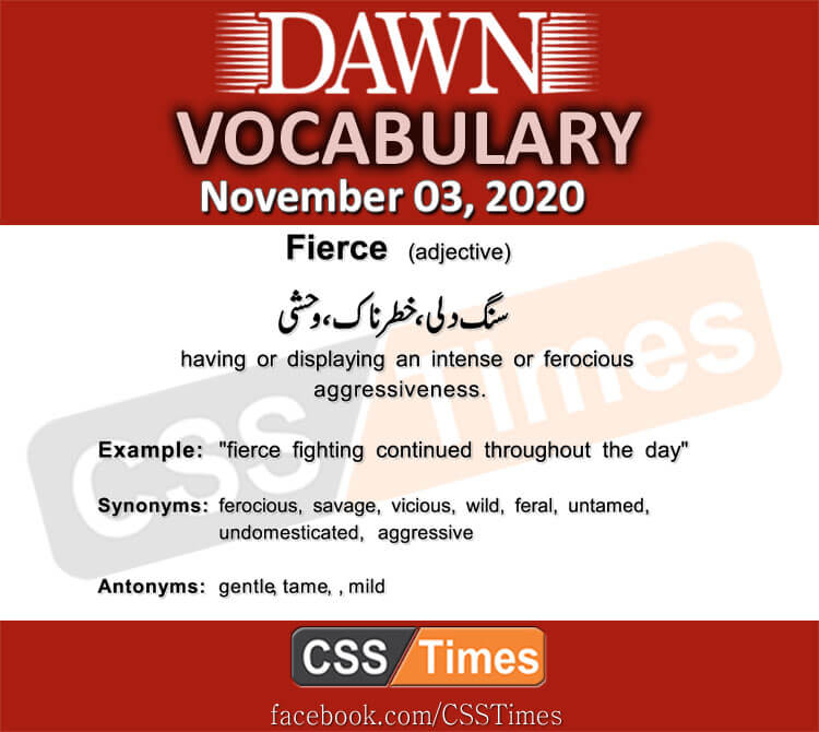 Daily DAWN News Vocabulary with Urdu Meaning (03 November 2020 )
