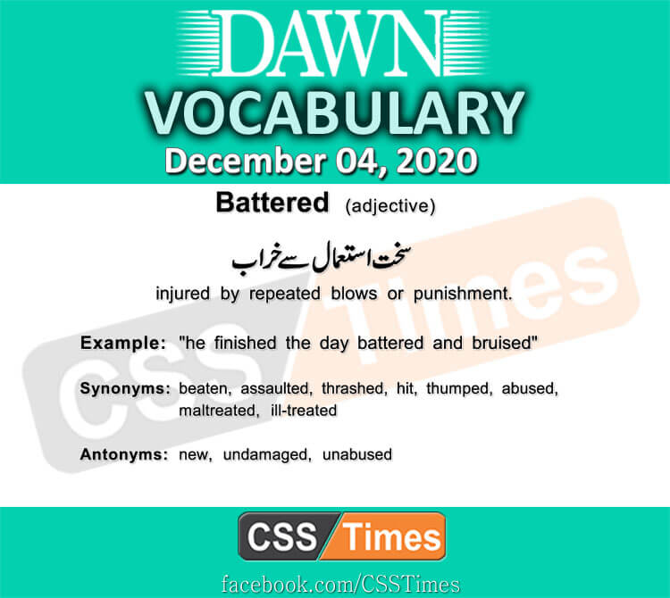 Daily DAWN News Vocabulary with Urdu Meaning (04 December 2020)
