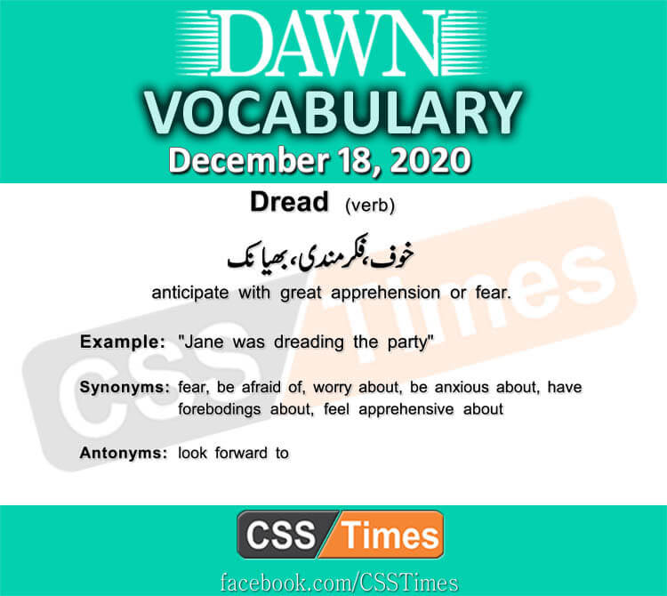 Daily DAWN News Vocabulary with Urdu Meaning (18 December 2020)