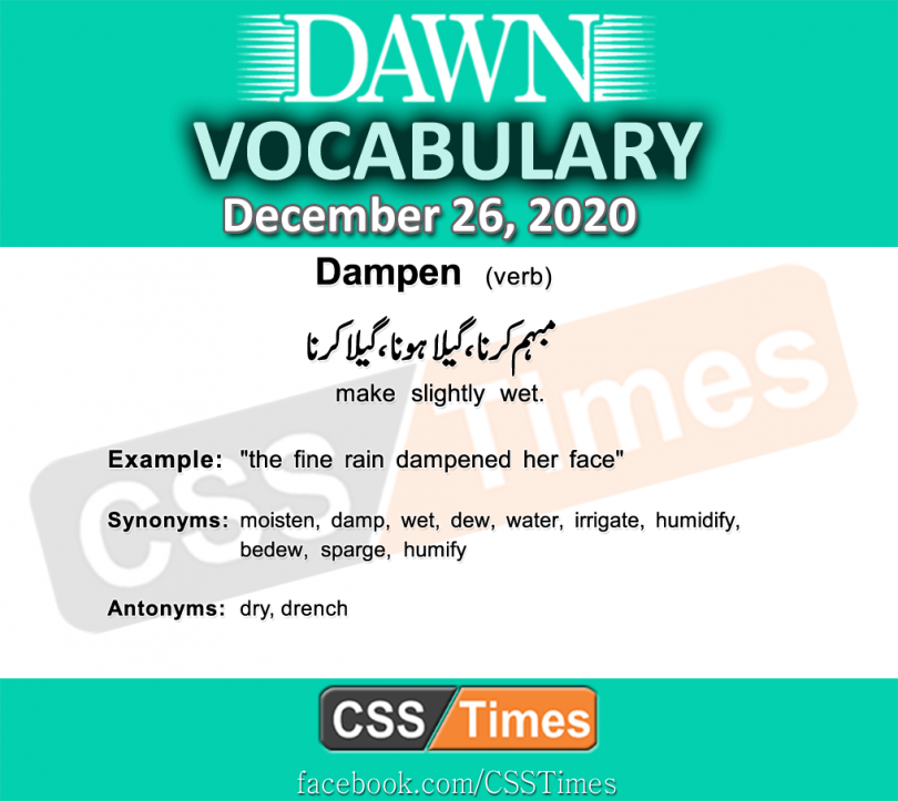 Daily DAWN News Vocabulary with Urdu Meaning (26 December 2020)