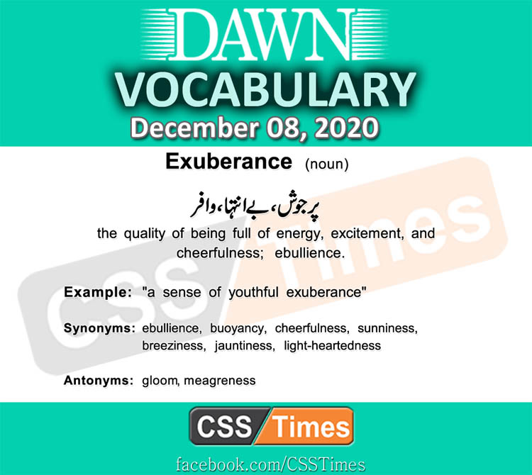 Daily DAWN News Vocabulary with Urdu Meaning (08 December 2020)