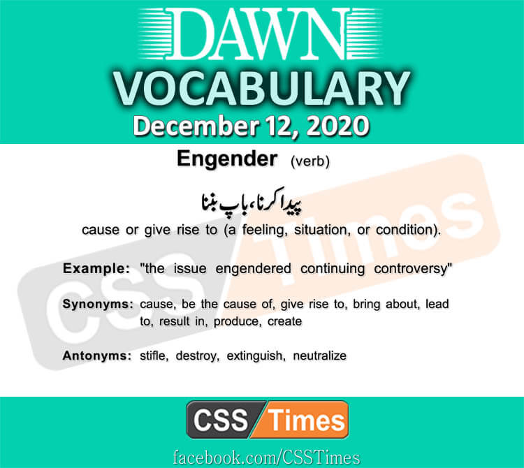 Daily DAWN News Vocabulary with Urdu Meaning (12 December 2020)