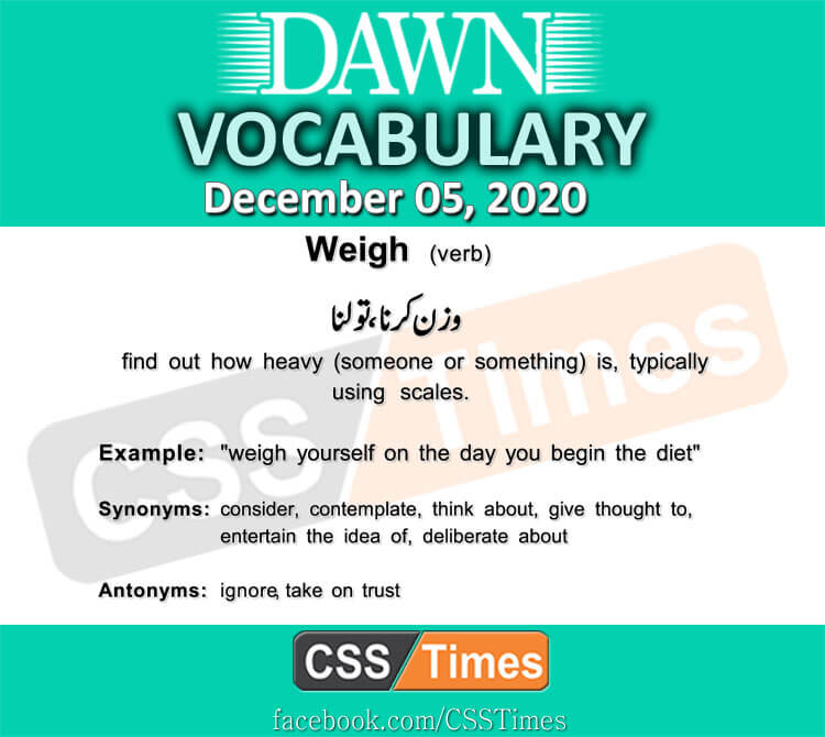 Daily DAWN News Vocabulary with Urdu Meaning (05 December 2020)