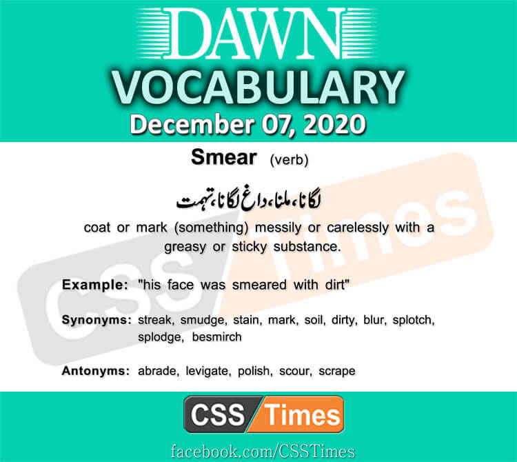 Daily DAWN News Vocabulary with Urdu Meaning (07 December 2020)
