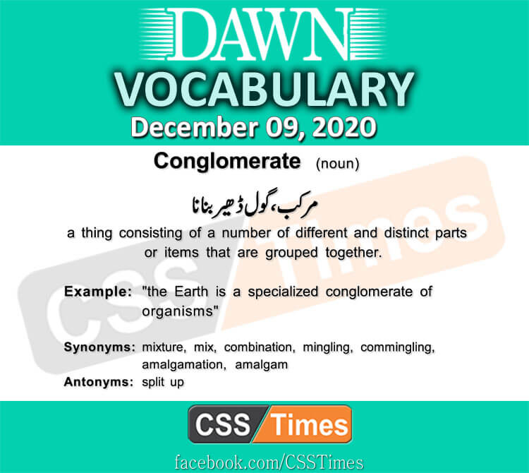 Daily DAWN News Vocabulary with Urdu Meaning (09 December 2020)