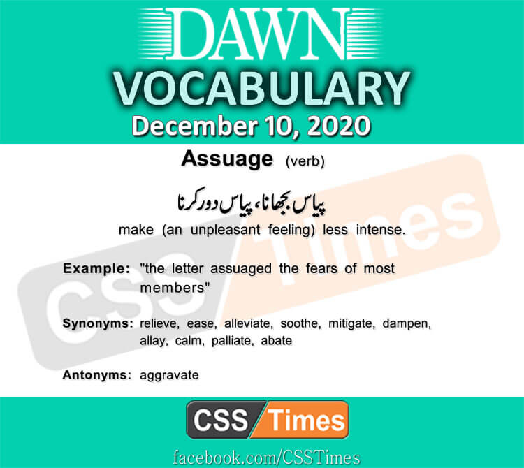 Daily DAWN News Vocabulary with Urdu Meaning (10 December 2020)