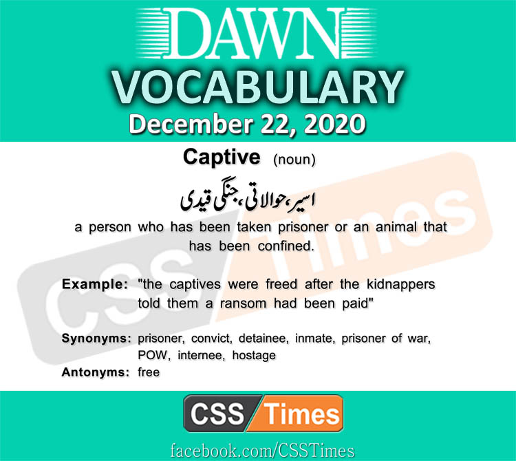 Daily DAWN News Vocabulary with Urdu Meaning (22 December 2020)