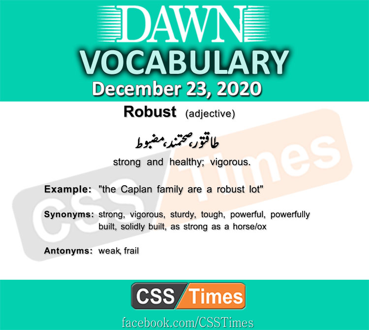 Daily DAWN News Vocabulary with Urdu Meaning (23 December 2020)